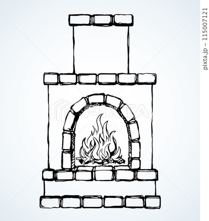 Old Russian stove. Vector drawing 115007121