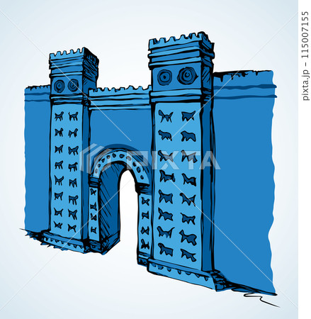 Babylonian Gate. Vector drawing scene 115007155