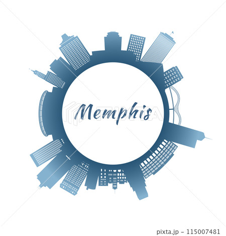 Memphis skyline with colorful buildings.  115007481