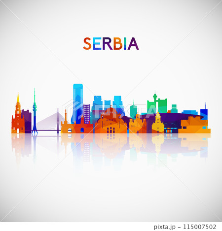 Serbia skyline silhouette in colorful geometric style.  115007502