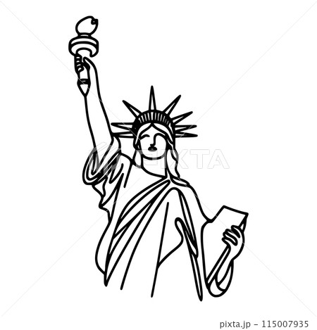 Statue of Liberty hand drawing line, vector illustration Statue of Liberty hand drawing line, vector illustration 115007935