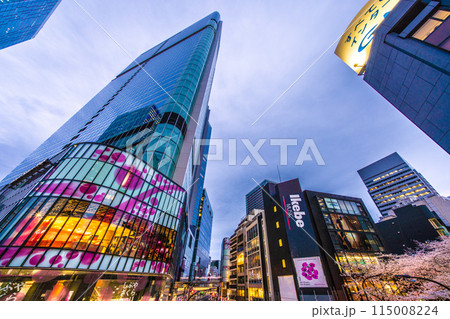日本の東京都市景観 渋谷サクラステージSHIBUYAタワー前のさくら坂で、桜が満開に=5日 日本の東京都市景観 渋谷サクラステージSHIBUYAタワー前のさくら坂で、桜が満開に=5日 115008224