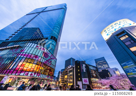 日本の東京都市景観 渋谷サクラステージSHIBUYAタワー前のさくら坂で、桜が満開に=5日 日本の東京都市景観 渋谷サクラステージSHIBUYAタワー前のさくら坂で、桜が満開に=5日 115008265