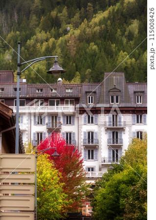 Autumn trees,houses in center of Chamonix, France Autumn trees,houses in center of Chamonix, France 115008426