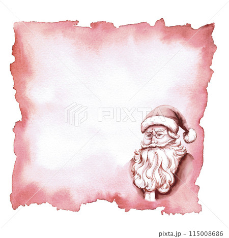 Letter, background in vintage style the image of St. Nicholas, monochrome in watercolor illustration . Hand drawn illustration of antique parchment for design of letters, cards, invitations. 115008686