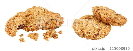 Granola cookie isolated on white background with full depth of field. 115008959