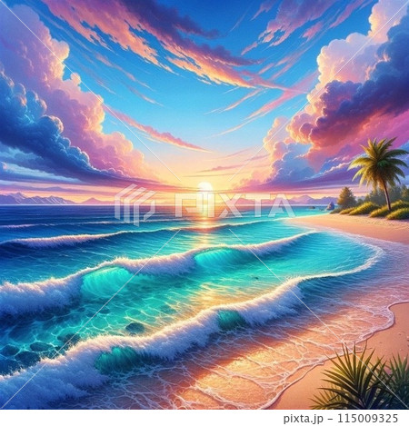 海と夕焼け 115009325