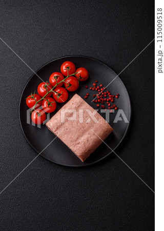 Delicious canned pink ham with salt, spices and herbs Delicious canned pink ham with salt, spices and herbs 115009518