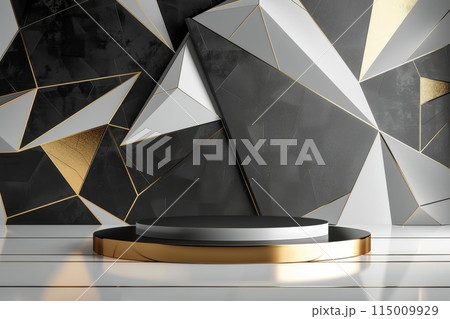 Black and Gold Room With Round Table 115009929