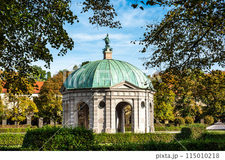 Autumn view of Hofgarten Park with Dianatempel in Munich, Germany Autumn view of Hofgarten Park with Dianatempel in Munich, Germany 115010218