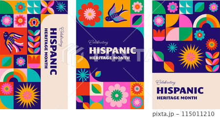 National hispanic heritage month celebration. Background, banner, story template design. Geometric 115011210