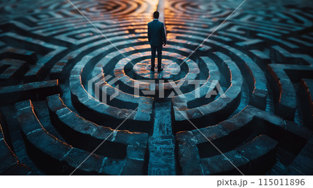 Businessman in a middle of a maze 115011896