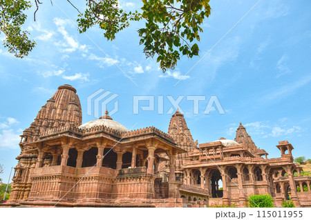 Front view inside of Mandore Gardens with amazing cenotaphs, ruins and temples Front view inside of Mandore Gardens with amazing cenotaphs, ruins and temples 115011955