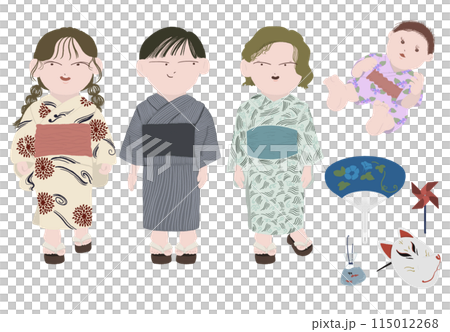 Children wearing yukata 115012268