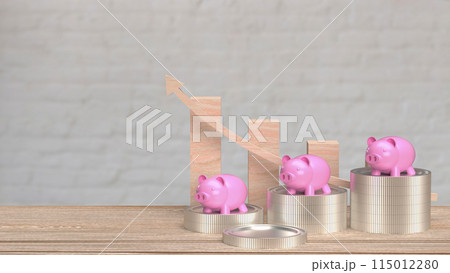 The piggy bank and coins for earn or saving concept 3d rendering. The piggy bank and coins for earn or saving concept 3d rendering. 115012280