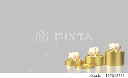 The piggy bank and coins for earn or saving concept 3d rendering. 115012281