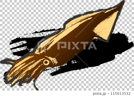 イカの墨絵の和風イラスト 115013532