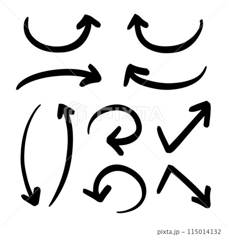ペンの手書きの矢印セット_黒 115014132