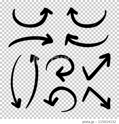 ペンの手書きの矢印セット_黒 115014132