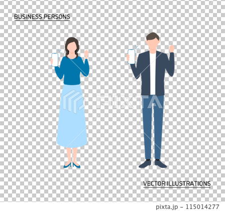Men and women with a smartphone 115014277