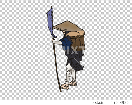 江戸時代の旅人勧進聖が歩く姿 江戸時代の旅人勧進聖が歩く姿 115014920