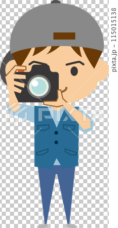 一眼レフカメラを使って撮影する男性のイメージイラスト 115015138