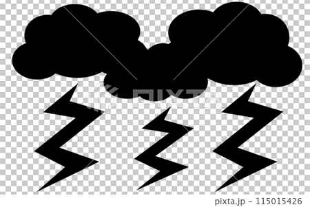 Lightning and cloud pictogram Lightning and cloud pictogram 115015426