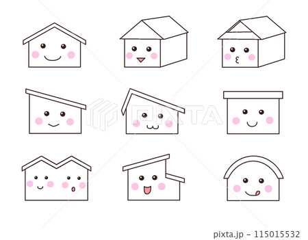 色んな屋根の家 透明 顔つき 色んな屋根の家 透明 顔つき 115015532