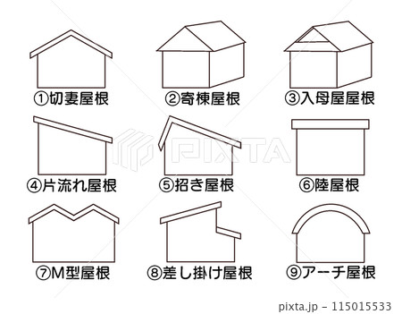 色んな屋根の家　透明　名称あり 115015533