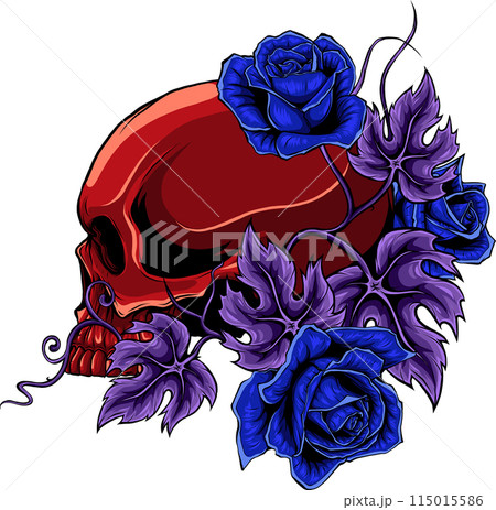 colored draw of human skull vector illustration design 115015586