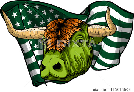 vector illustration of head bull colored design 115015608