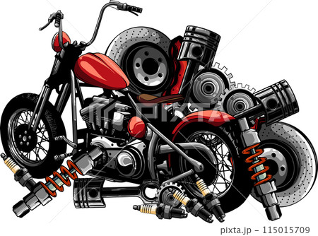 illustration of custom motorcycle chopper vector design 115015709
