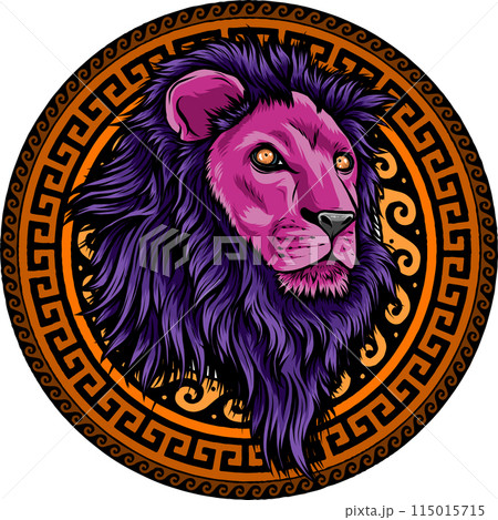 Lion head colorful hand draw vector illustration Lion head colorful hand draw vector illustration 115015715