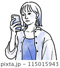 水彩風シンプルイラスト　シアーシャツの女性 115015943