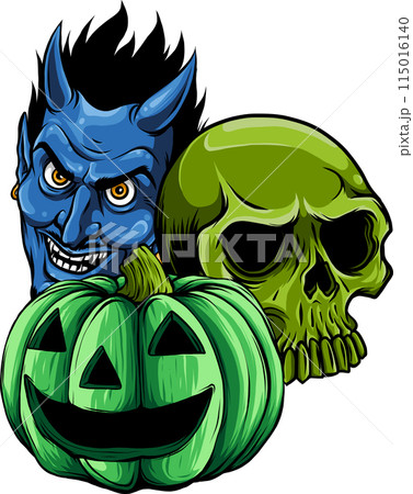 Halloween pumpkin in flat style vector illustration design 115016140