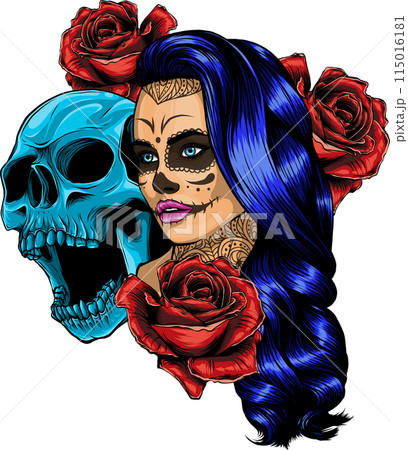 draw of Dead girl vector illustration designのイラスト素材