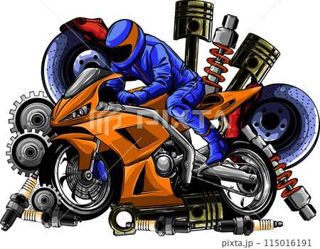 sportbike racer riding fast vector illustration design 115016191