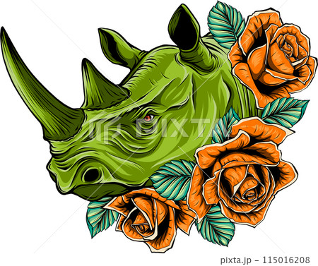 coloful head rhino. vector illustration design draw coloful head rhino. vector illustration design draw 115016208