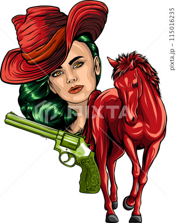 vector illustration of colored horse hand draw 115016235