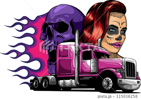 draw semi truck vehicle vector illustration design draw semi truck vehicle vector illustration design 115016258