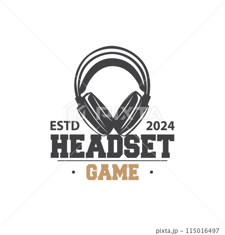 Headset Logo Design Simple Headset Gamer Illustration Template 115016497