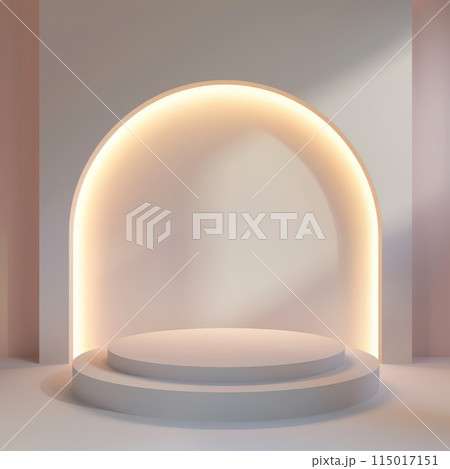 Sleek minimalist podium softly illuminated from behind Sleek minimalist podium softly illuminated from behind 115017151