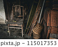 old wooden chair in the old house 115017353