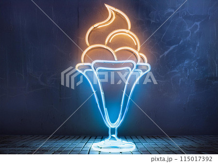 パフェのネオンサイン　AI画像 115017392