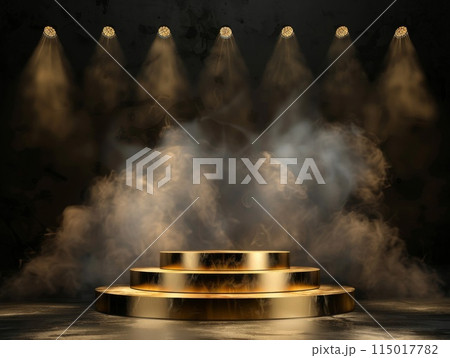 The stage is illuminated by spotlights, awaiting the star arrival 115017782