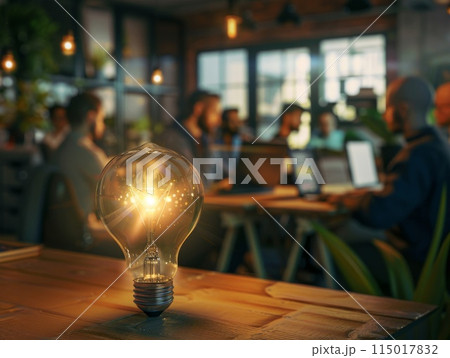 Ideas sparkle in the collaborative glow of a meeting 115017832