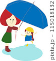 雨の日に子供のお迎えをするイラスト 115018132