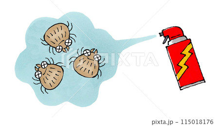 殺虫剤をかけられるダニ 115018176