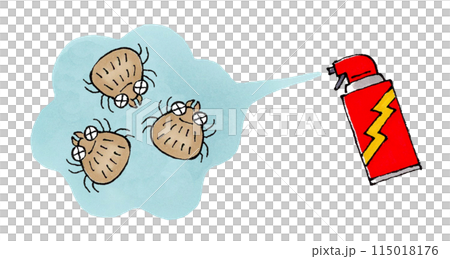 殺虫剤をかけられるダニ 115018176