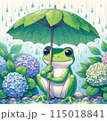 ゆるいカエルのかわいいイラストです。梅雨の挿絵にどうぞ ゆるいカエルのかわいいイラストです。梅雨の挿絵にどうぞ 115018841